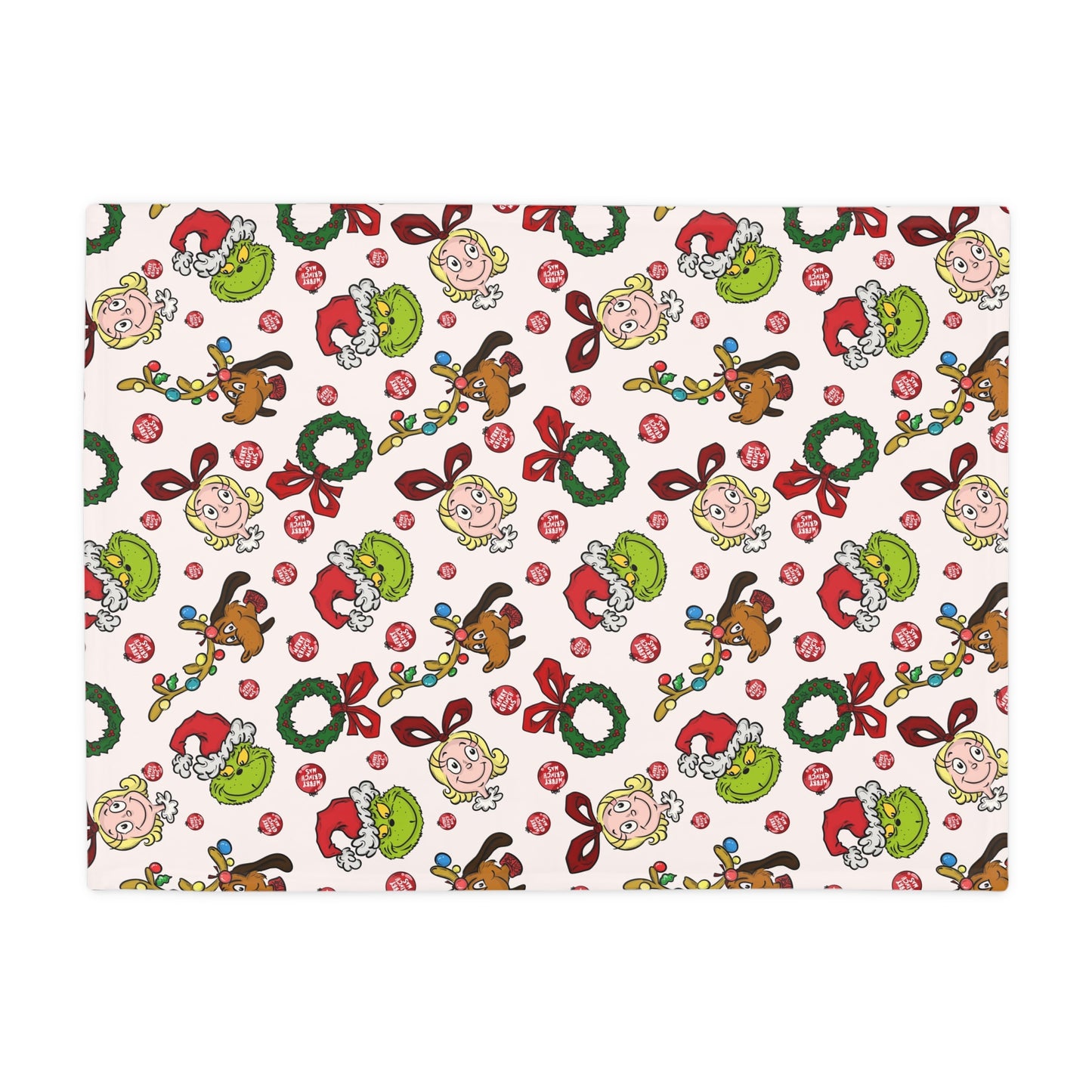 Holiday Fleece Blanket (Mean Green Guy with Wreath)