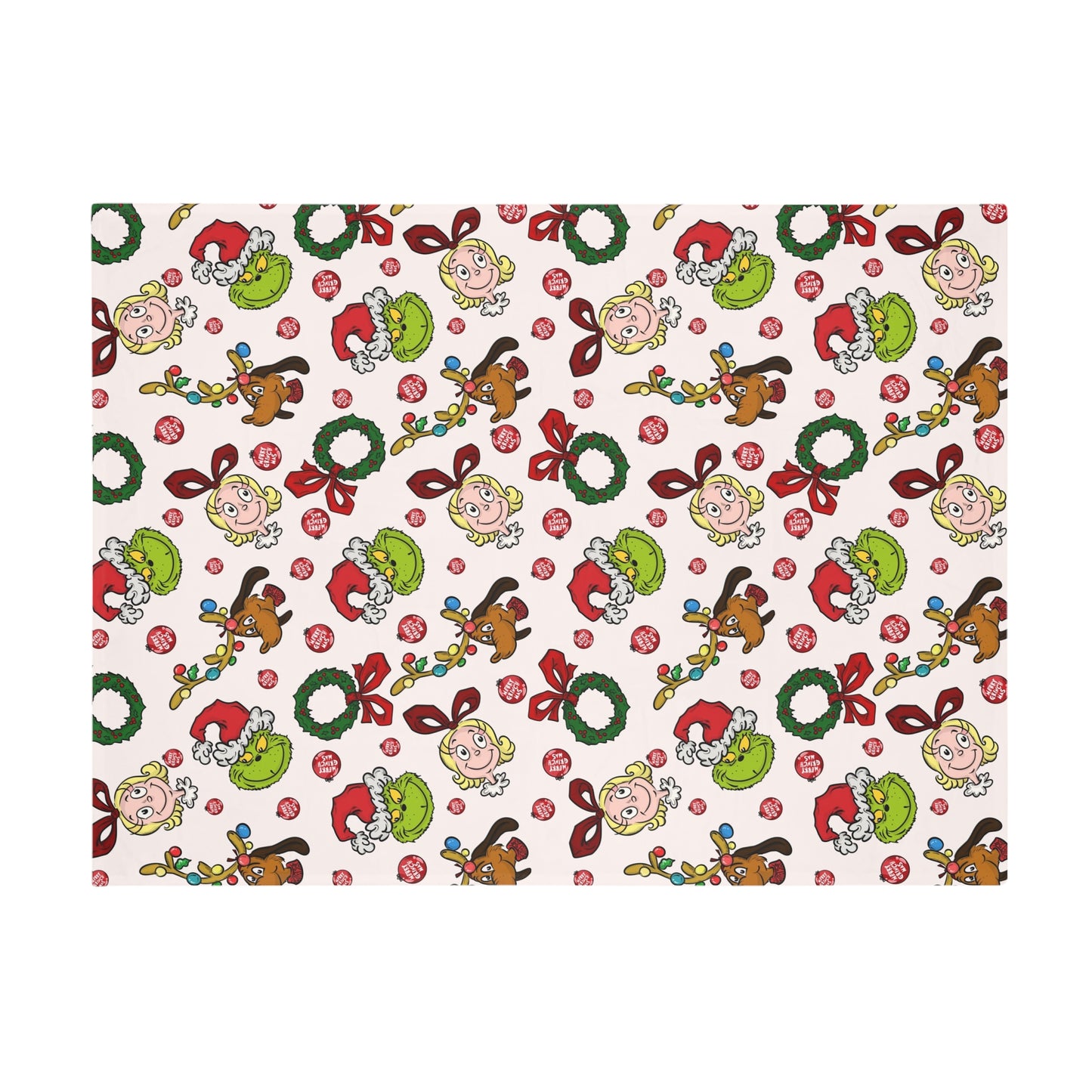 Holiday Fleece Blanket (Mean Green Guy with Wreath)