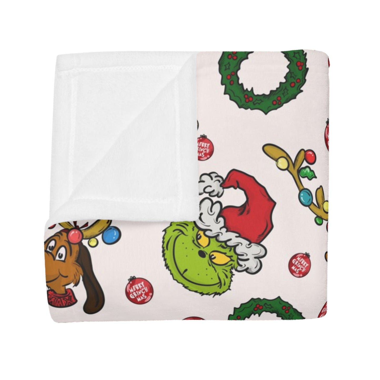 Holiday Fleece Blanket (Mean Green Guy with Wreath)