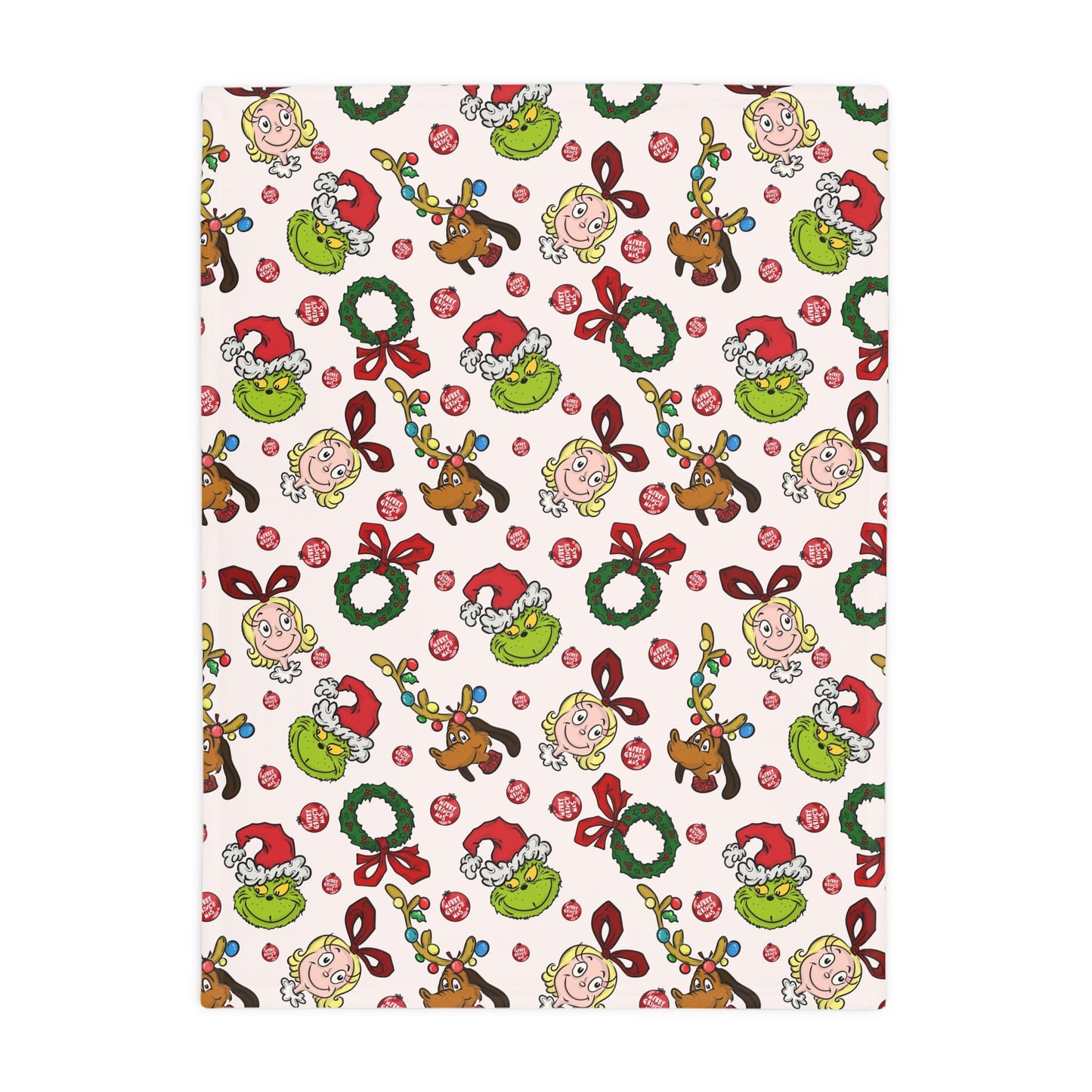 Holiday Fleece Blanket (Mean Green Guy with Wreath)