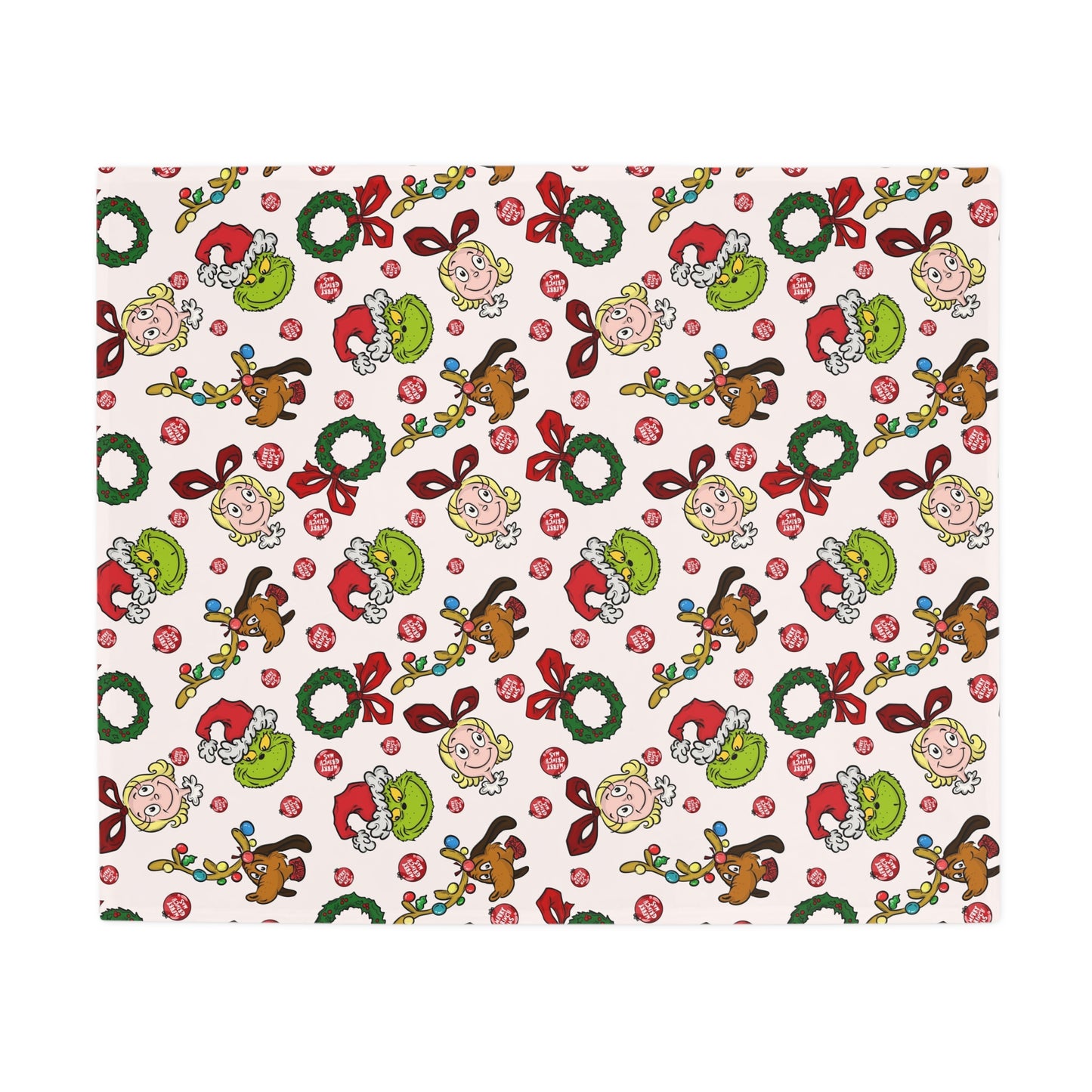 Holiday Fleece Blanket (Mean Green Guy with Wreath)