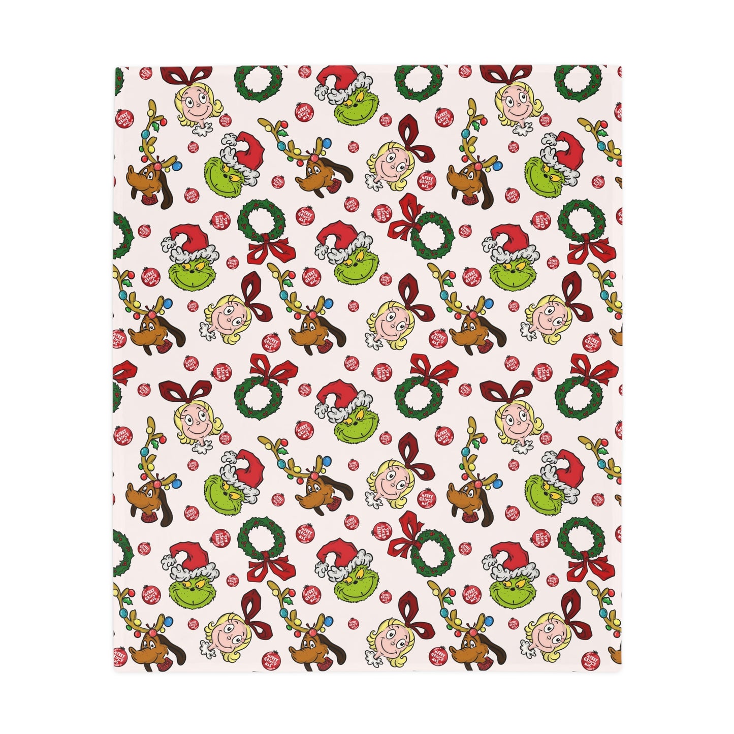 Holiday Fleece Blanket (Mean Green Guy with Wreath)