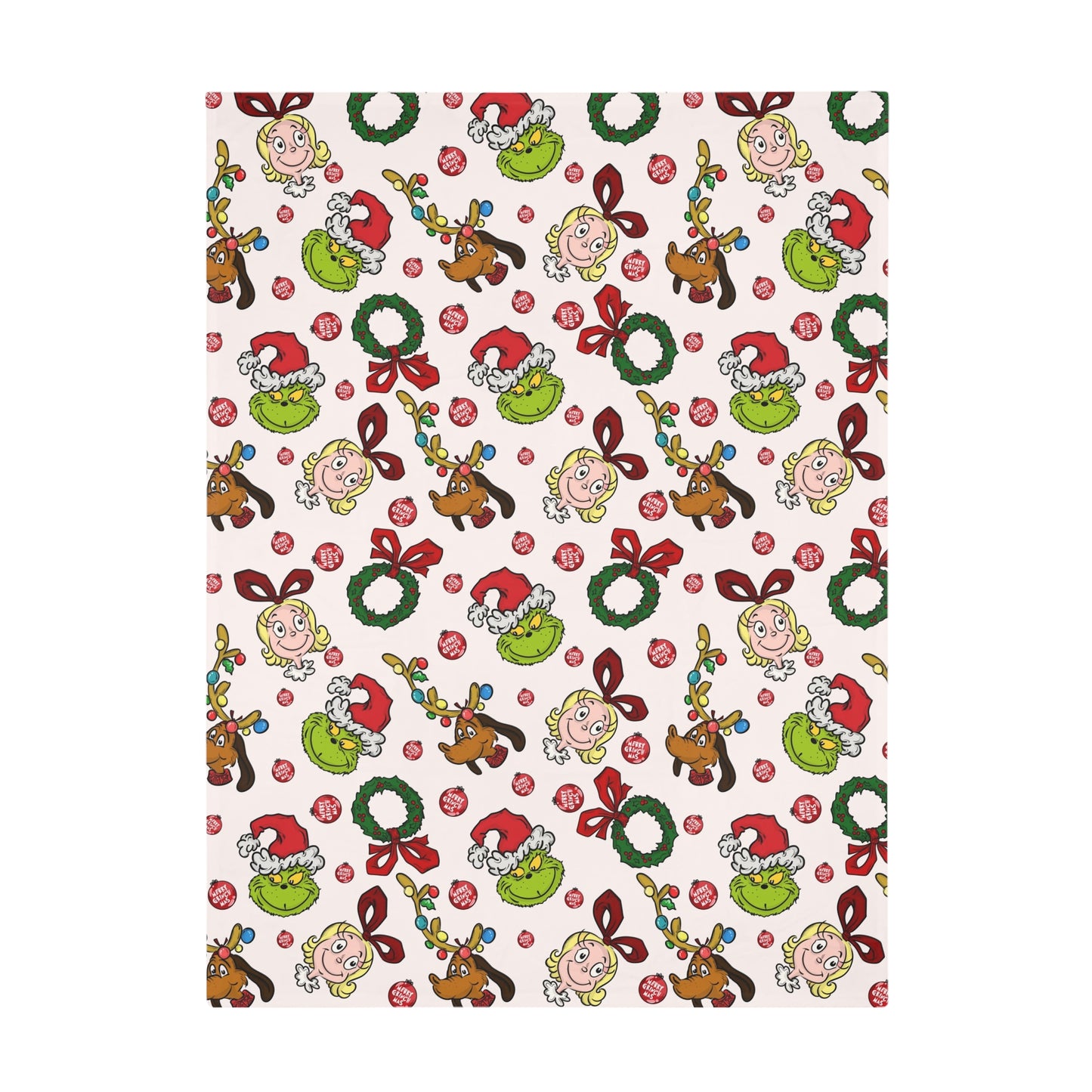 Holiday Fleece Blanket (Mean Green Guy with Wreath)